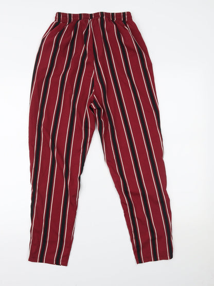 PRETTYLITTLETHING Womens Red Striped  Trousers  Size 6 L23.5 in