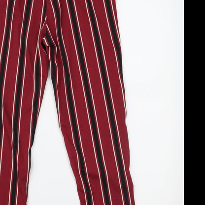 PRETTYLITTLETHING Womens Red Striped  Trousers  Size 6 L23.5 in