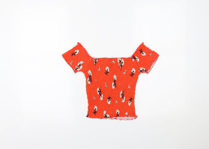 Womens UK Size 6 New Look Orange Cropped Blouse