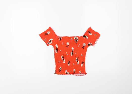Womens UK Size 6 New Look Orange Cropped Blouse