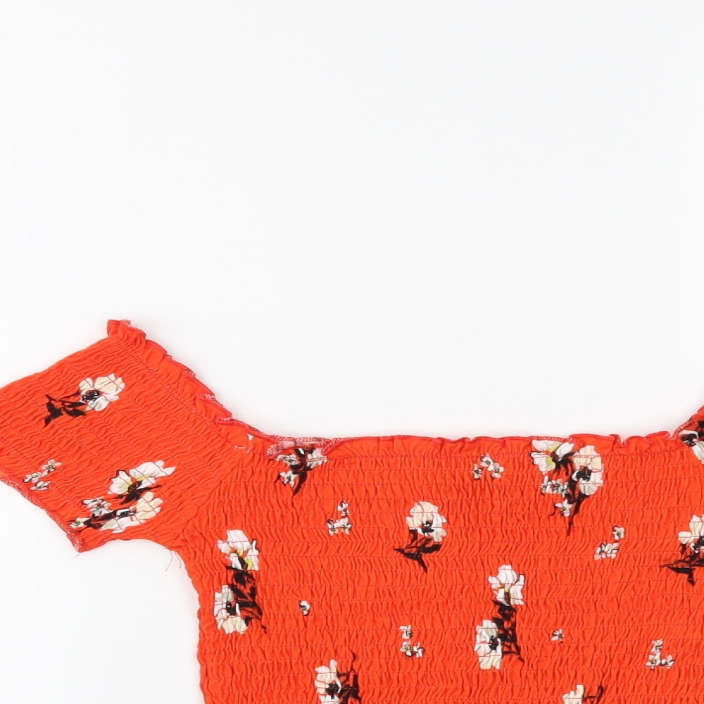 Womens UK Size 6 New Look Orange Cropped Blouse