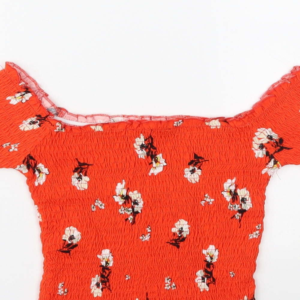Womens UK Size 6 New Look Orange Cropped Blouse