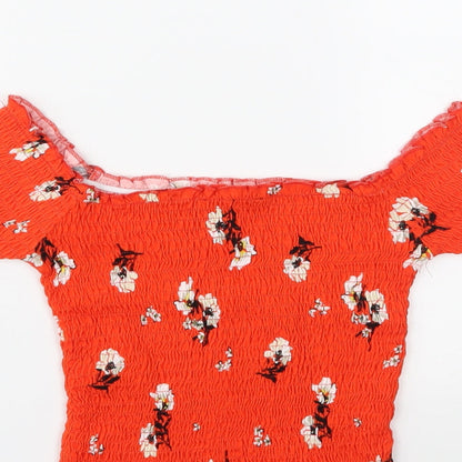 Womens UK Size 6 New Look Orange Cropped Blouse