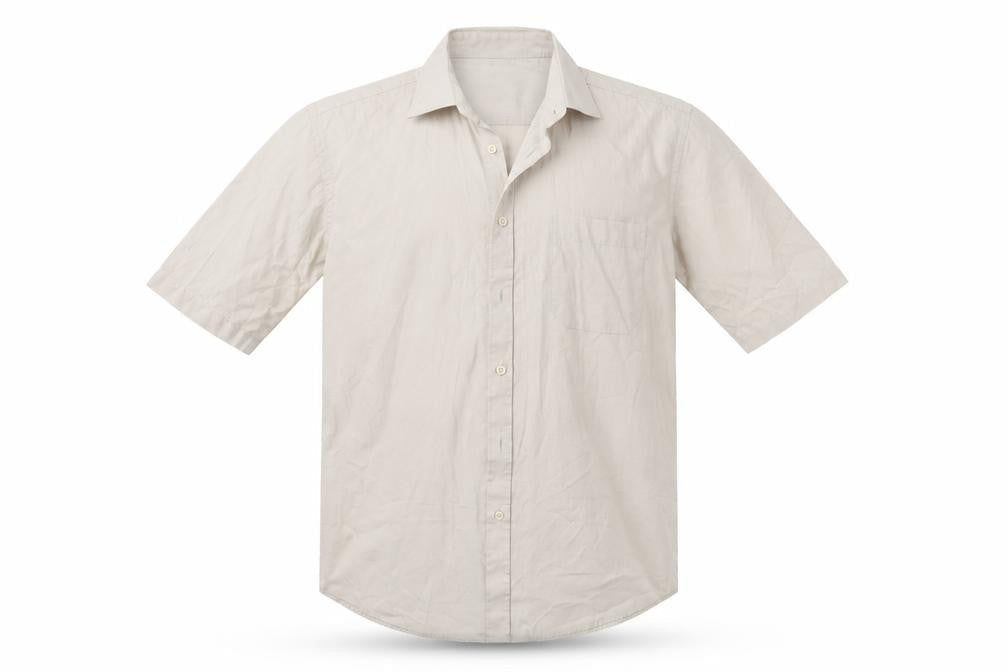 Mens UK Size 16 Burton Beige  Button-Up Short Sleeve Casual Shirt