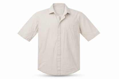 Mens UK Size 16 Burton Beige  Button-Up Short Sleeve Casual Shirt