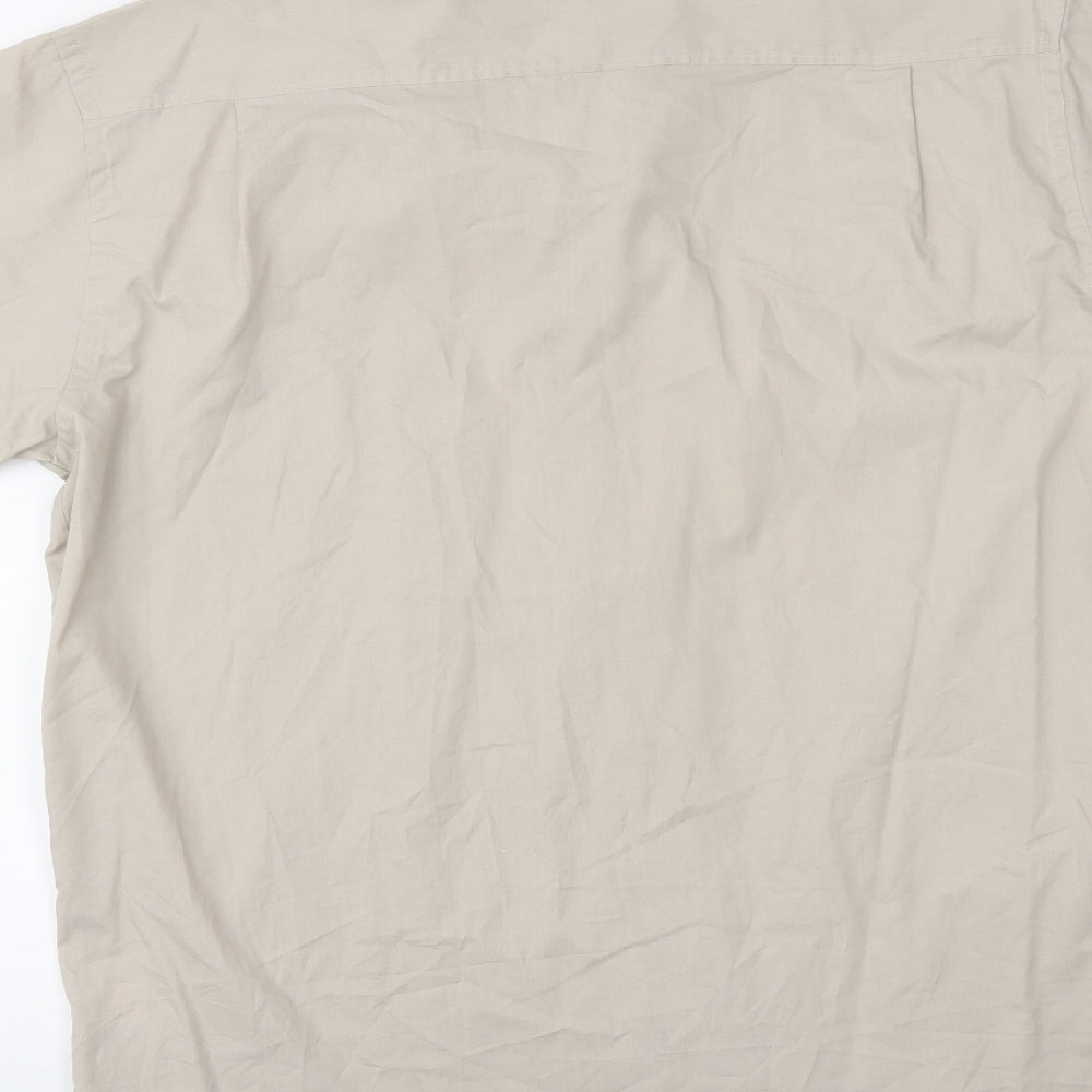 Mens UK Size 16 Burton Beige  Button-Up Short Sleeve Casual Shirt