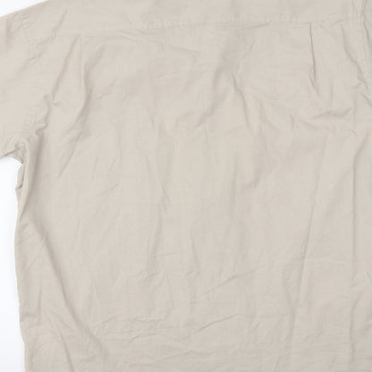 Mens UK Size 16 Burton Beige  Button-Up Short Sleeve Casual Shirt