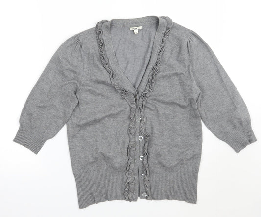 //text.. Womens Grey   Cardigan Jumper Size L