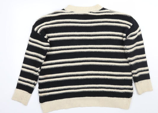 H&M Womens Beige Striped  Pullover Jumper Size L