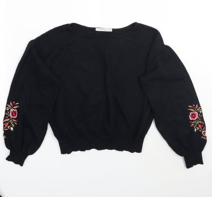 E hyphen world gallery Womens Black Floral  Pullover Jumper One Size