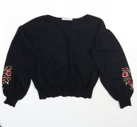E hyphen world gallery Womens Black Floral  Pullover Jumper One Size