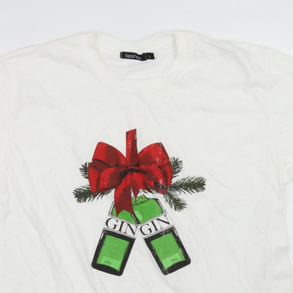 Boohoo Womens White   Basic T-Shirt Size L