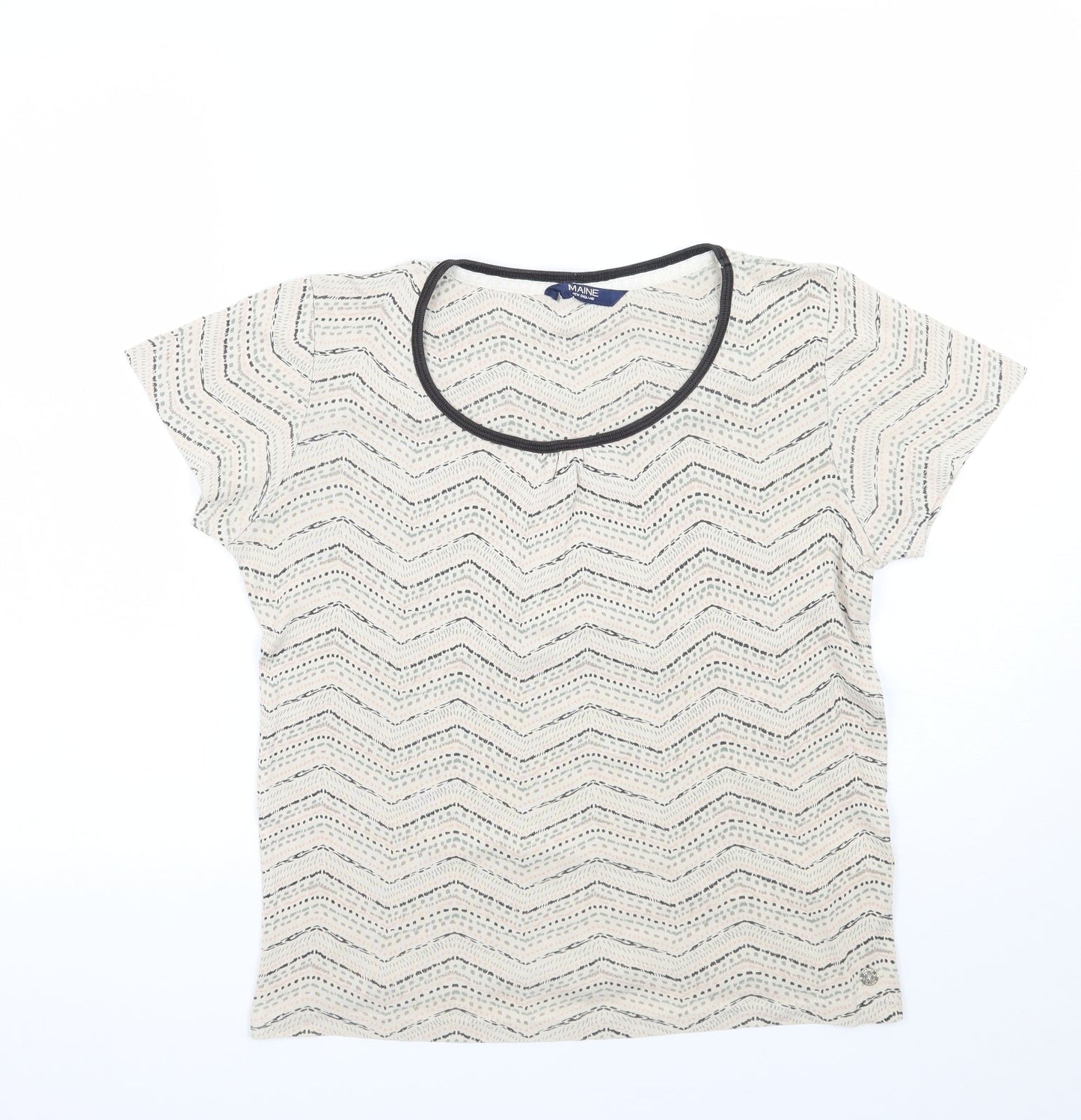 Womens UK Size 12 Debenhams Beige Basic T-Shirt