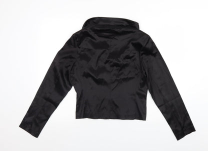 Womens UK Size 14 Preworn Black Basic Button-Up