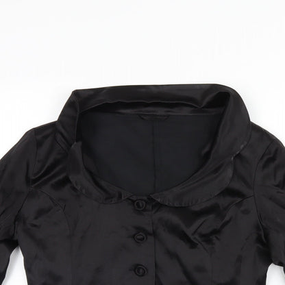 Womens UK Size 14 Preworn Black Basic Button-Up