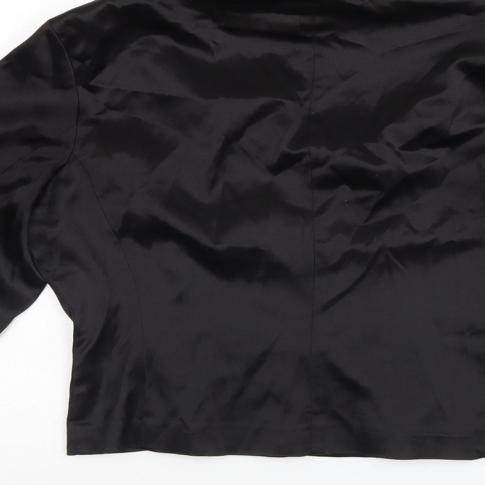 Womens UK Size 14 Preworn Black Basic Button-Up