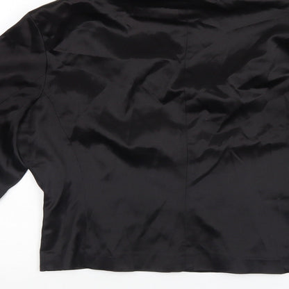 Womens UK Size 14 Preworn Black Basic Button-Up