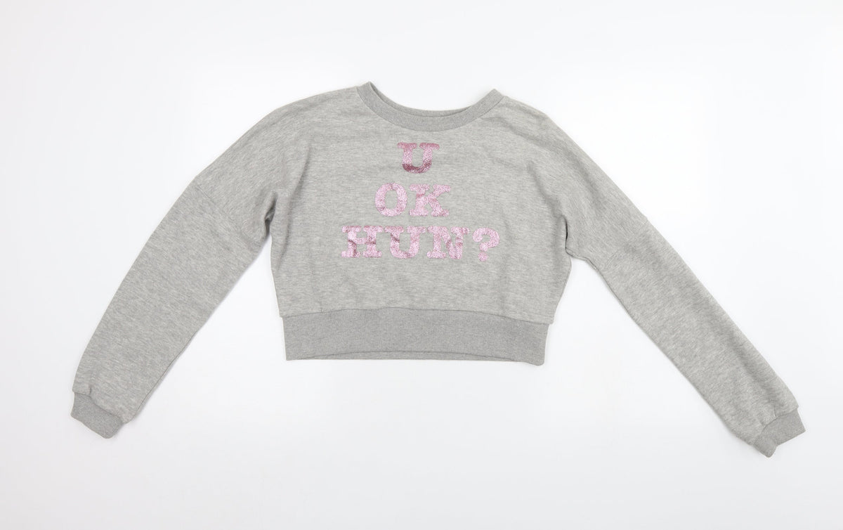 Outrage Womens Grey   Pullover Sweatshirt Size M  - cropped