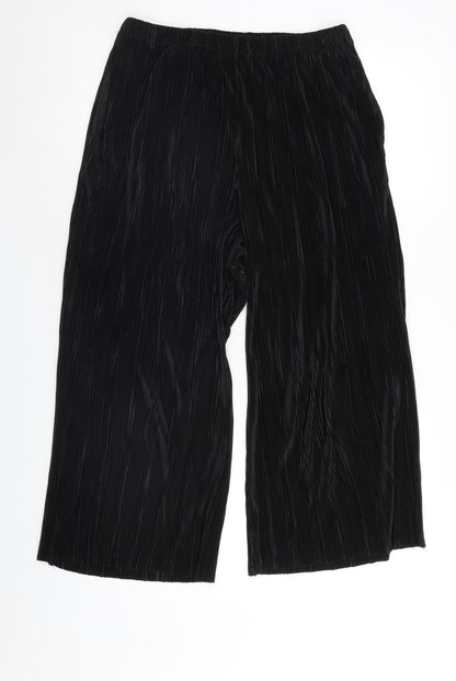 Ache Womens Black   Cropped Trousers Size 12 L24 in - riffle effect