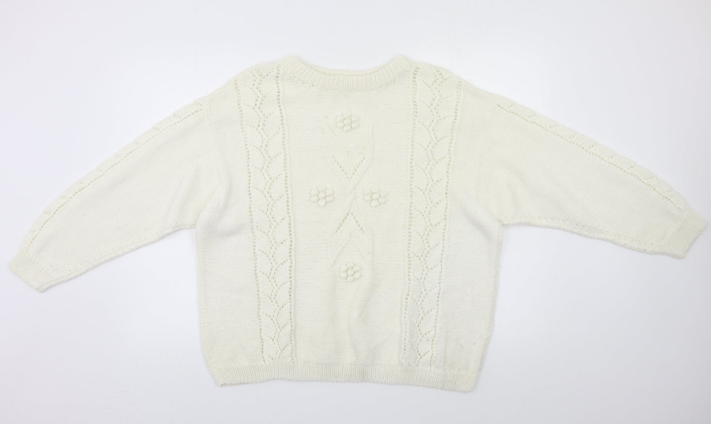 Womens UK Size L Preworn Ivory Pullover Jumper