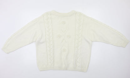 Womens UK Size L Preworn Ivory Pullover Jumper