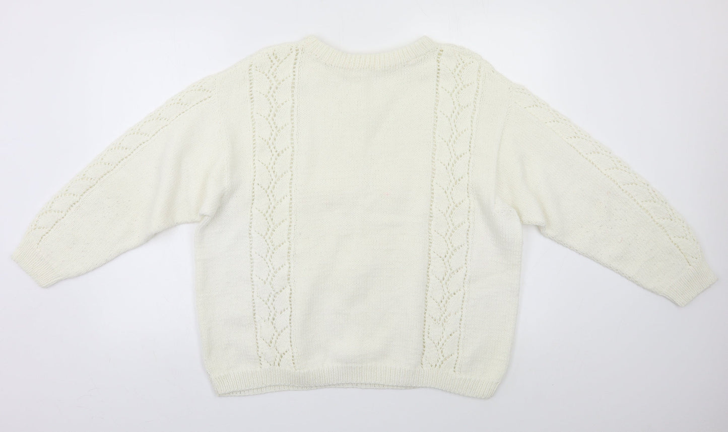 Womens UK Size L Preworn Ivory Pullover Jumper