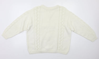 Womens UK Size L Preworn Ivory Pullover Jumper