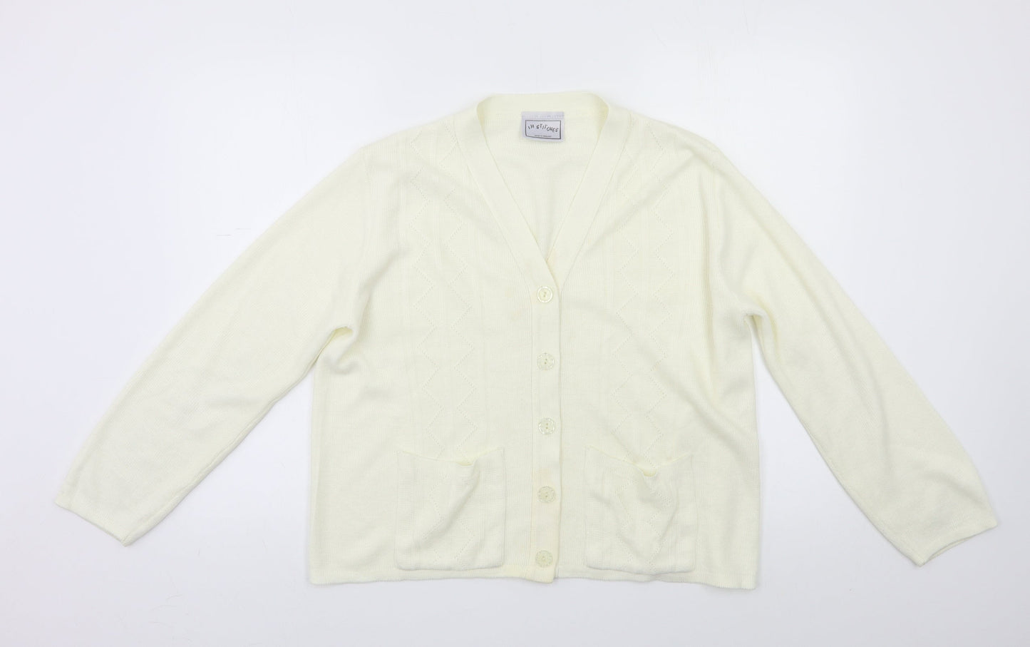 In Stitches Womens Ivory   Cardigan Jumper Size L