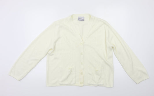 In Stitches Womens Ivory   Cardigan Jumper Size L
