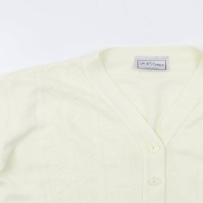 In Stitches Womens Ivory   Cardigan Jumper Size L