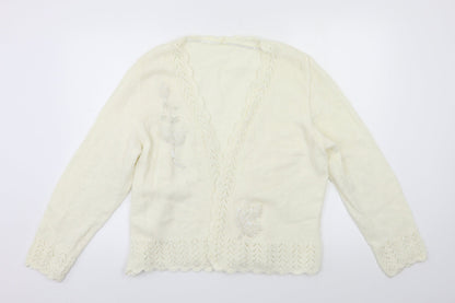 Womens UK Size L Preworn Ivory Cardigan Jumper