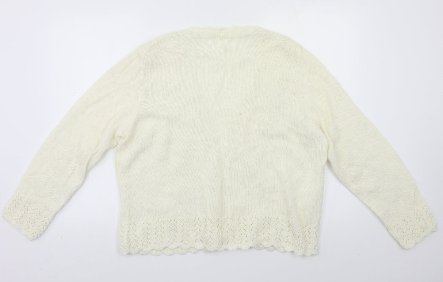 Womens UK Size L Preworn Ivory Cardigan Jumper