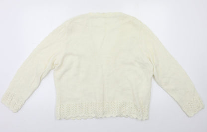 Womens UK Size L Preworn Ivory Cardigan Jumper