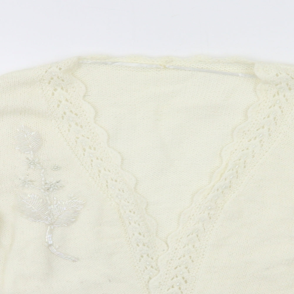 Womens UK Size L Preworn Ivory Cardigan Jumper