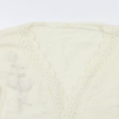 Womens UK Size L Preworn Ivory Cardigan Jumper