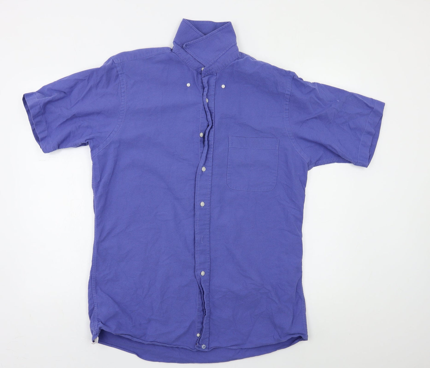 Mens UK Size 15.5 Grant Thomas Blue  Button-Up Short Sleeve Casual Shirt