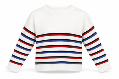 New Look Girls White Striped  Pullover Jumper Size 9 Years