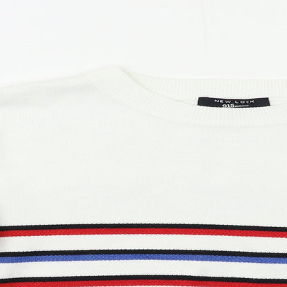 New Look Girls White Striped  Pullover Jumper Size 9 Years