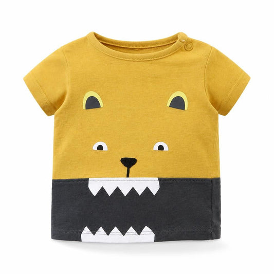 Front view of F&F Baby Yellow Basic T-Shirt, size 0-3, Months - Monster