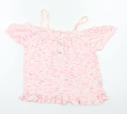 I love Girlswear Girls Pink Striped  Basic Blouse Size 9 Years