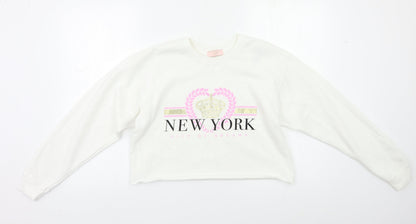 Lipsy Girls White   Pullover Sweatshirt Size 11 Years