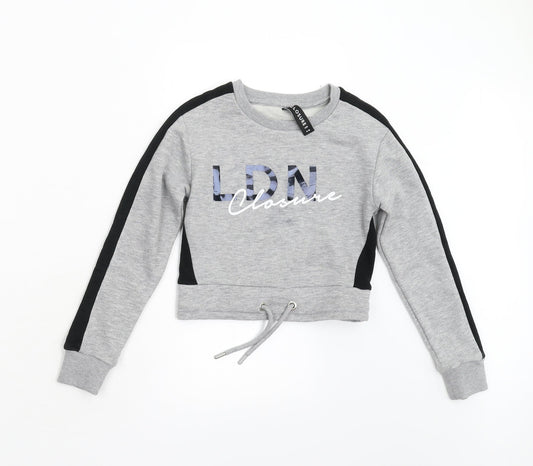 Closure Girls Grey   Pullover Sweatshirt Size 8-9 Years