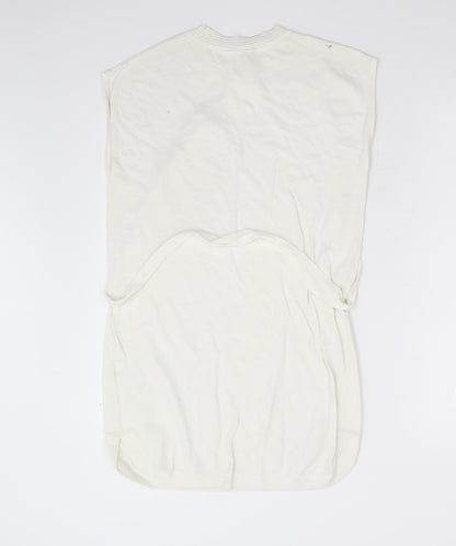Womens UK Size 10 Warehouse Ivory Tunic Jumper