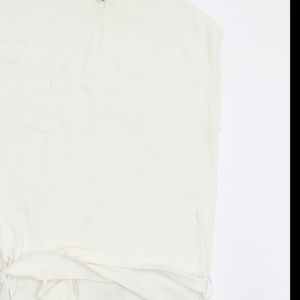 Womens UK Size 10 Warehouse Ivory Tunic Jumper