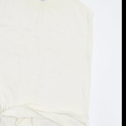 Womens UK Size 10 Warehouse Ivory Tunic Jumper