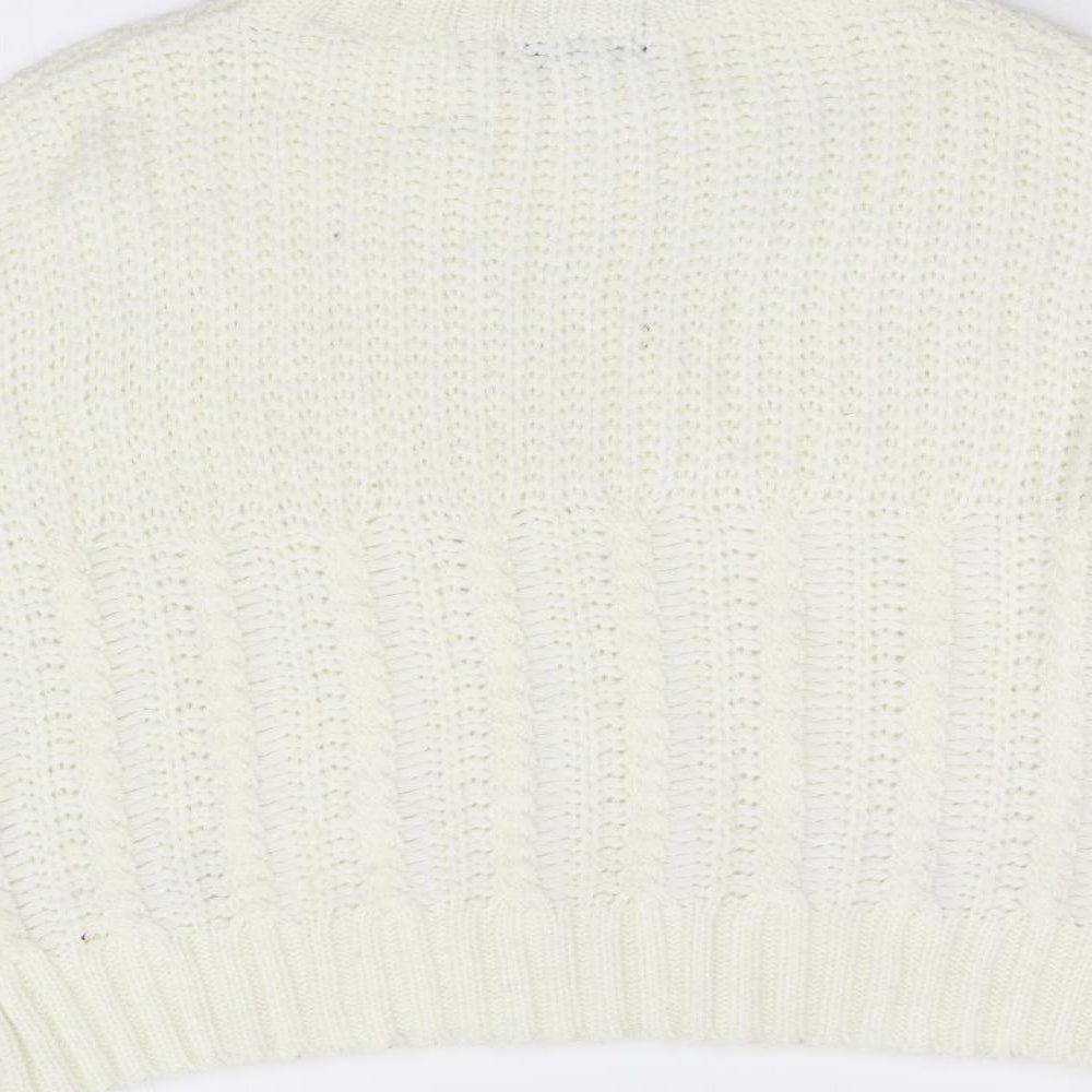 SheIn Womens White  Knit Pullover Jumper Size M