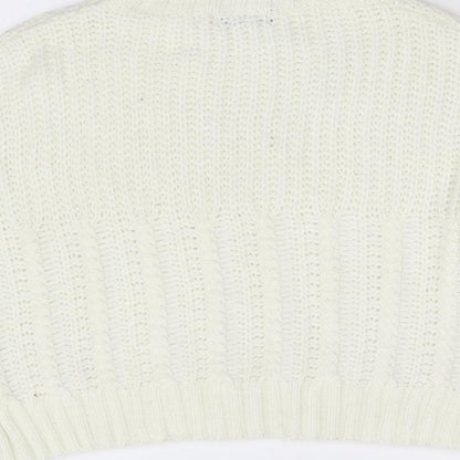 SheIn Womens White  Knit Pullover Jumper Size M