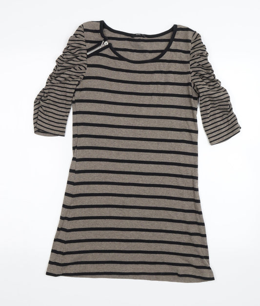 M&Co Womens Brown Striped  Shift  Size S