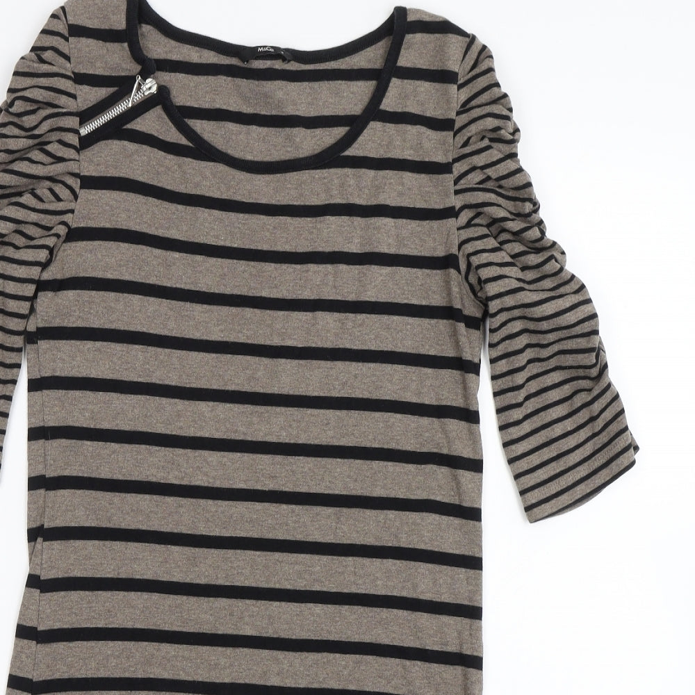 M&Co Womens Brown Striped  Shift  Size S