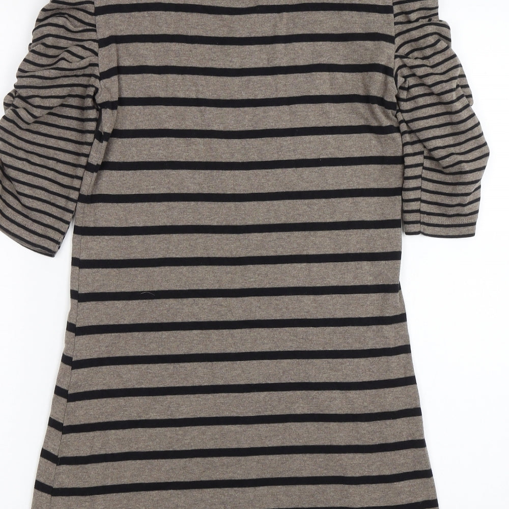 M&Co Womens Brown Striped  Shift  Size S